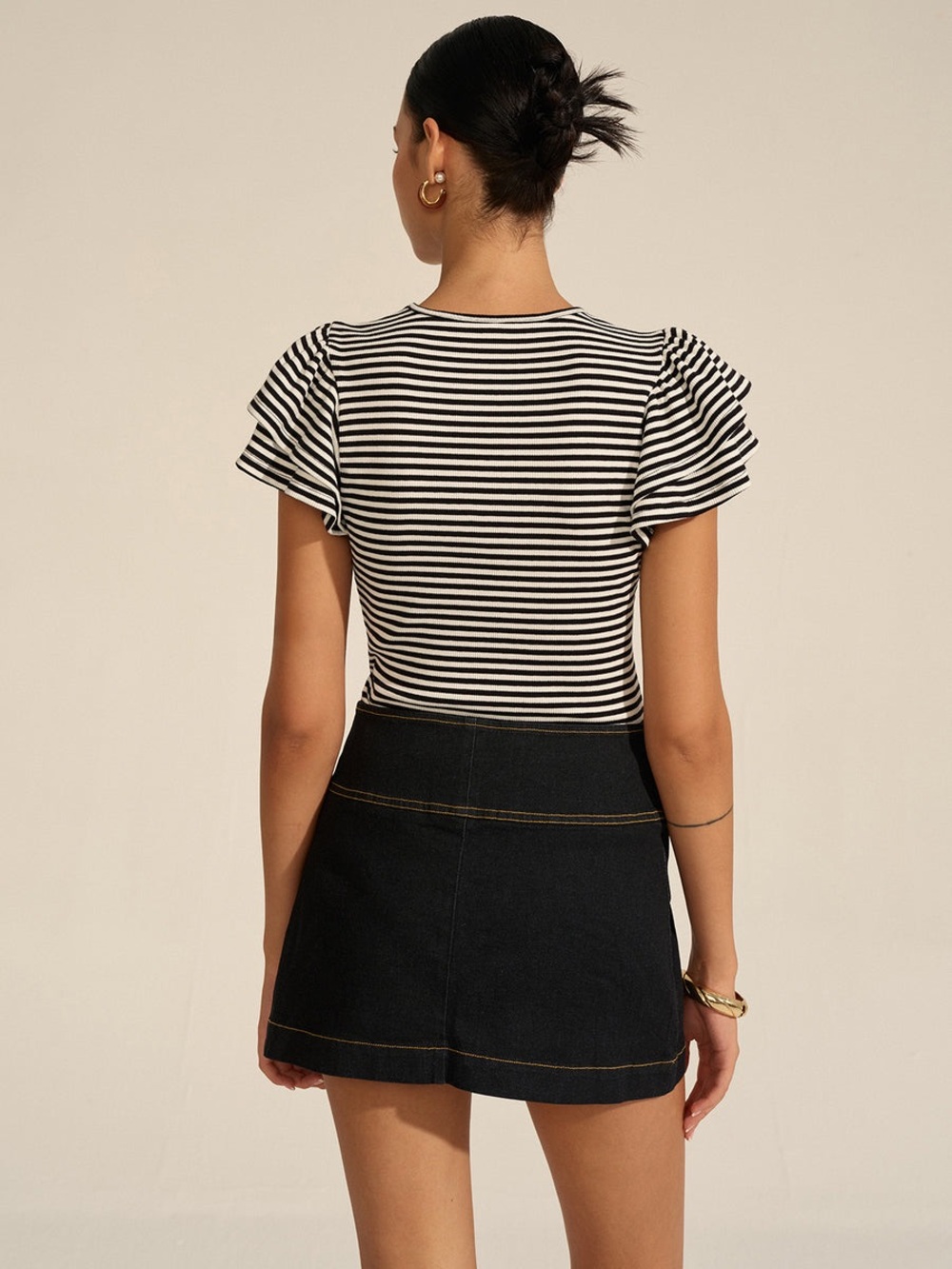 Commense Striped Ribbed Top - Picture 4 of 5